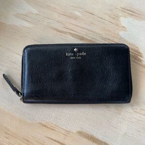 Kate Spade Large Black Zip-Around Wallet